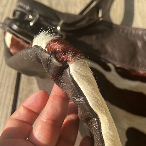 PlusBag Italy Zebra Haircalf Leather Western Tote shoulder bag Boho Cowgirl Chic - Picture 5 of 11